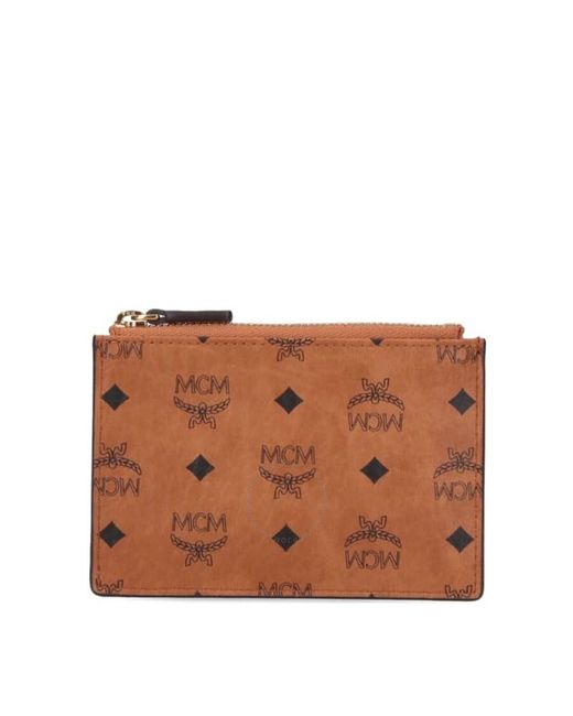 MCM Brown Aren Zip Card Case