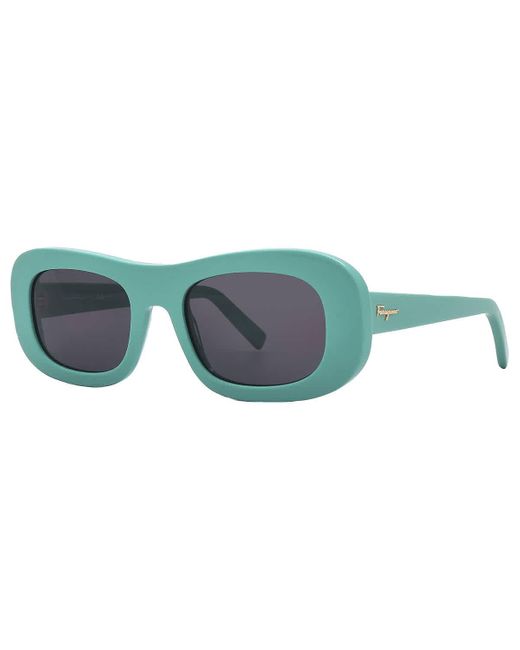 Ferragamo Blue Grey Rectangular Sunglasses Sf1046s 300 51