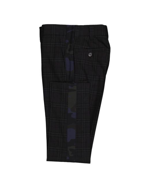 Burberry Black Dark Charcoal Ip Check Wool Tailored Trousers for men