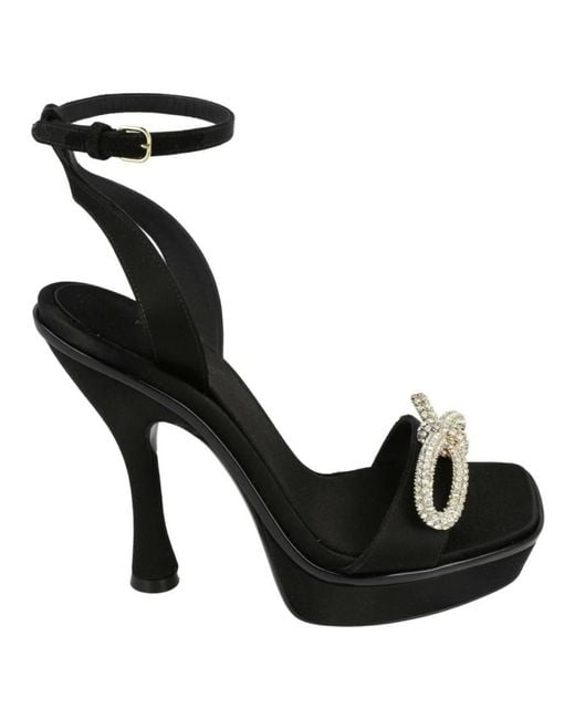 Ferragamo Black Allison Asymmetric Bow Platform Sandals