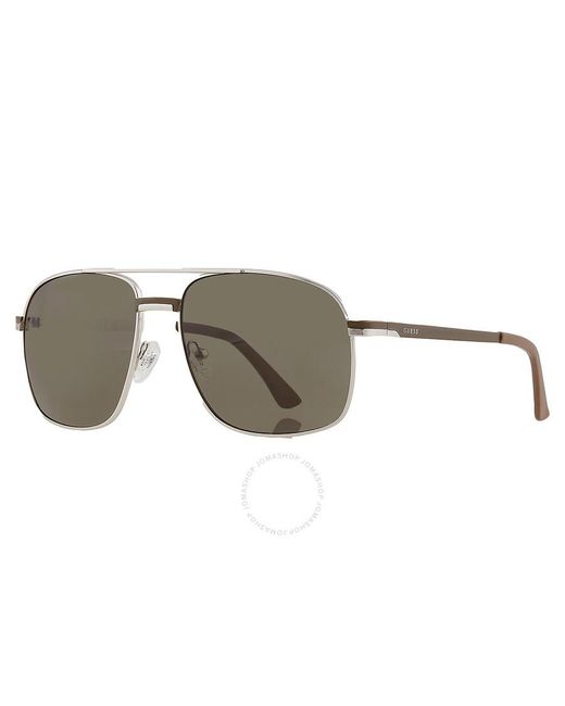 Guess Gray Green Navigator Sunglasses Gf0238 11n 57 for men