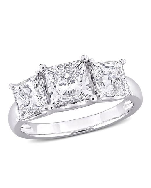 Created Forever White 3 1/2Ct Tw Princess-Cut Lab-Grown Diamond 3-Stone Engagement Ring