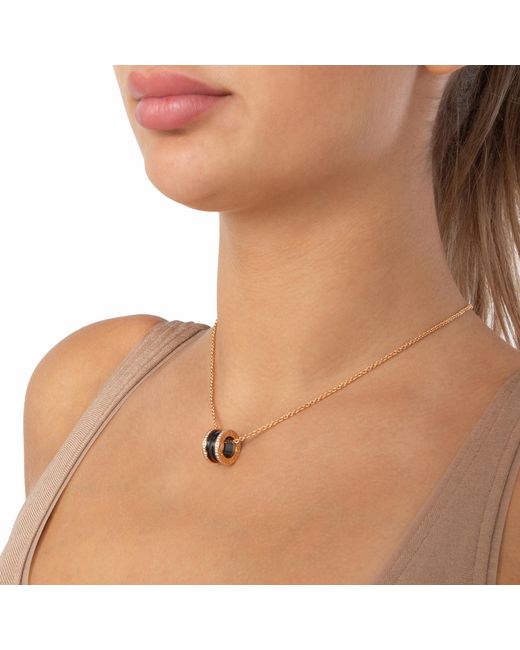 BVLGARI Metallic B.Zero1 18K Rose Diamond Pendant Necklace