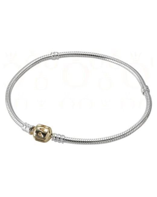 Pandora Metallic Sterling Bracelet With 14K Snap Clasp