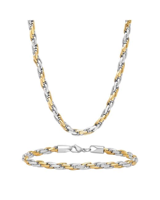 Robert Alton Metallic Stainless Steel Singapore Link With Finish Jewelry Set for men