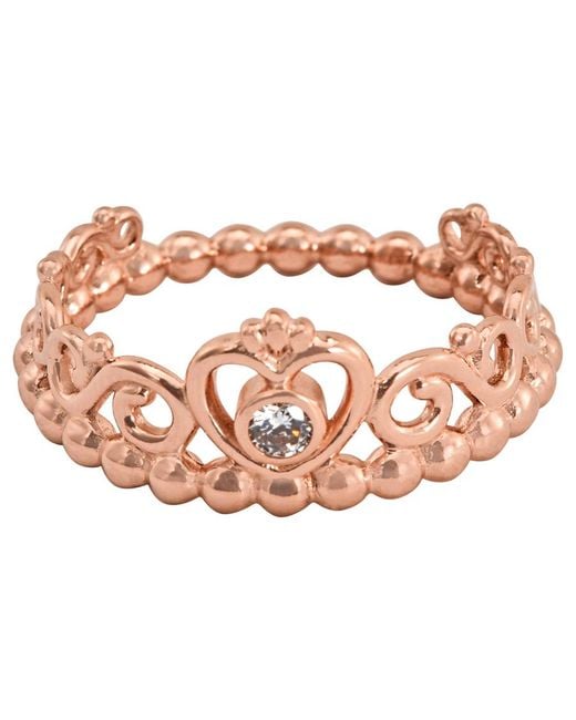 Pandora Pink Ladies 14K Rose Princess Tiara Crown Ring