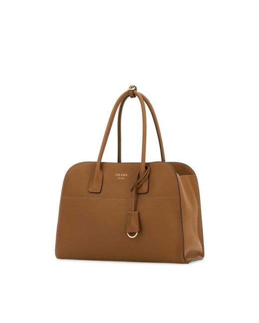 Prada Brown Camel Leather Medium Shopping Bag