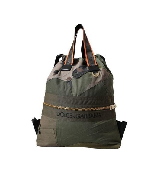 Dolce & Gabbana Black Military Patchwork Rucksack Backpack Bag Canvas for men