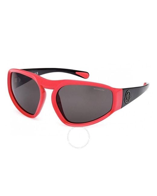 Moncler Red Pentagra Smoke Wrap Sunglasses Ml0248 75a 62 for men