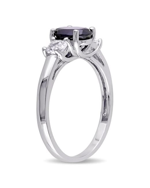 Amour Blue Oval Cut Created And Created Sapphire 3-Stone Ring