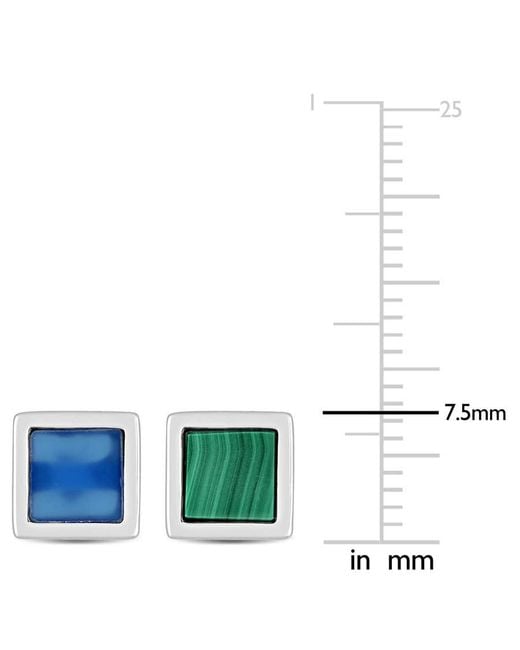 Amour Green 2-Piece Set 2Ct Tgw Agate And Malachite Square Stud Earrings for men