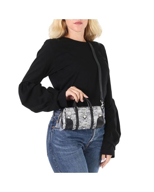 MCM Black Vintage Jacquard Monogram Boston Bag