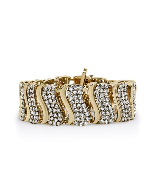 Haus of Brilliance Metallic 14k Yellow Gold 15.0 Cttw Diamond Chevron Wave 7.25'' Inch Link Bracelet for men