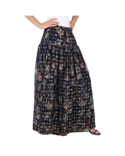 Chloé Black Lurex Embroidered Silk Skirt, Waist