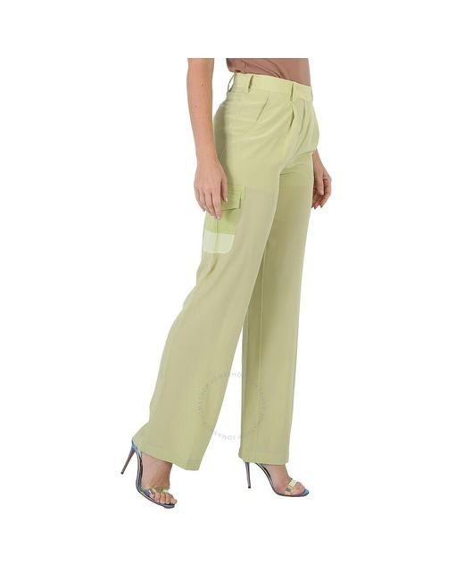 Burberry Green Mist Nell Mid-rise Silk Crepe De Chine Cargo Trousers