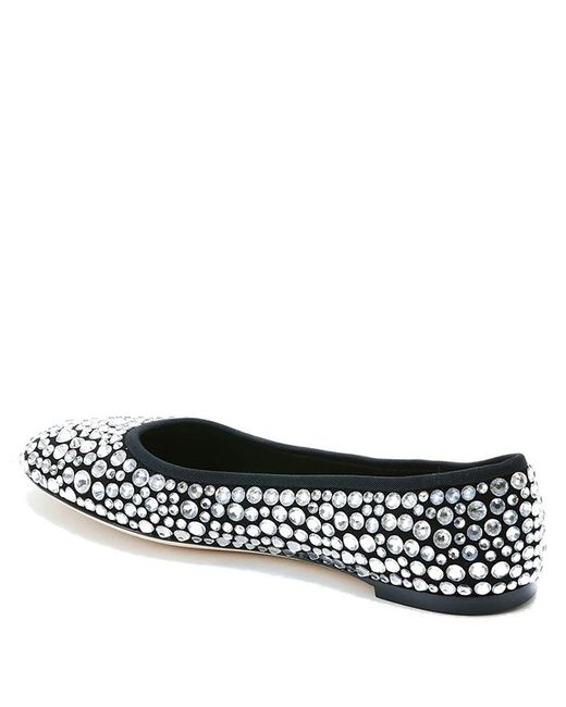 Giuseppe Zanotti Black Ladies Amur Crystal Suede Ballerina Flats