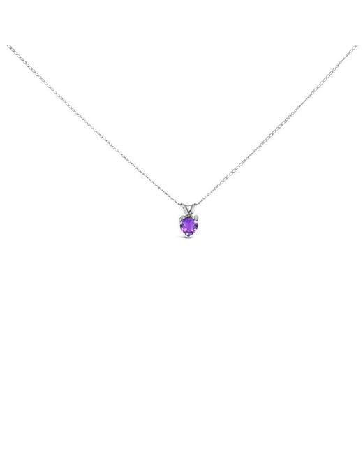 Haus of Brilliance Metallic 14K 5X5 Mm Heart Shaped Amethyst Solitaire Pendant Necklace