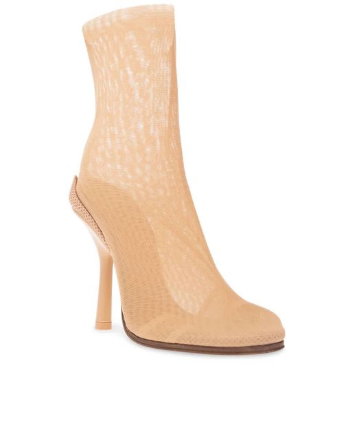 Burberry White Gennie Tulle Sock Detail Ankle Boots