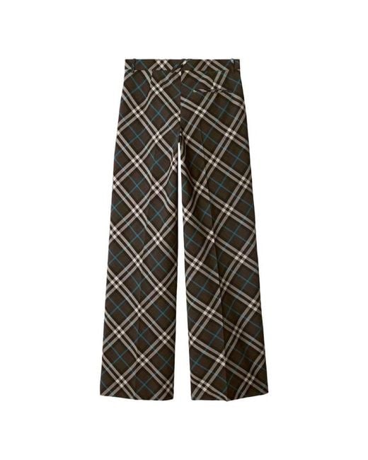 Burberry Gray Check Pattern Oversized Wool Blend Trousers, Brand Size 54 Us for men