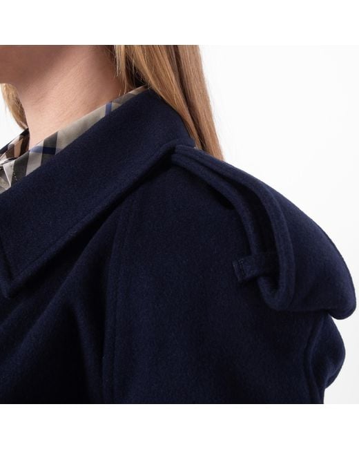 Burberry Blue Cashmere Wrap Belted Trench Coat, Brand Size 10 Us