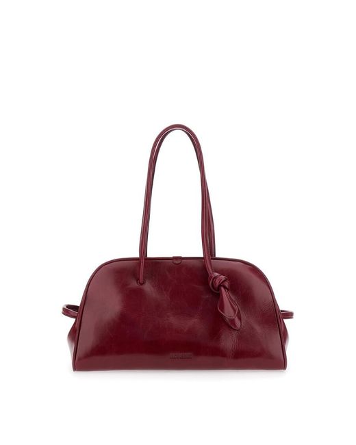 Jacquemus Red Turismo Bordeaux Shoulder Bag With Double Handles And Logo Lettering On The Front