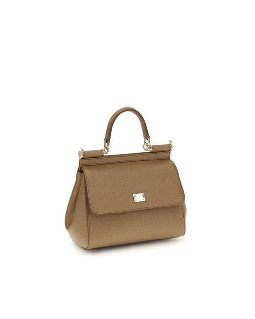 Dolce & Gabbana Natural Dolce & Gabbana Calf Leather Top Handle Bag