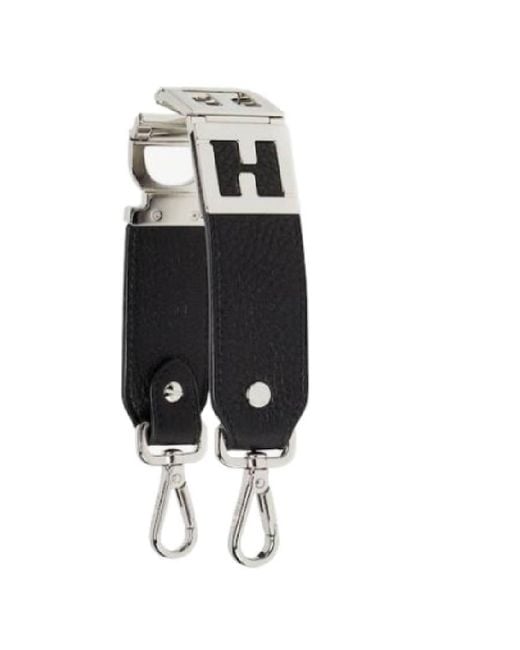 Fendi Black Leather Logo Bag Strap for men