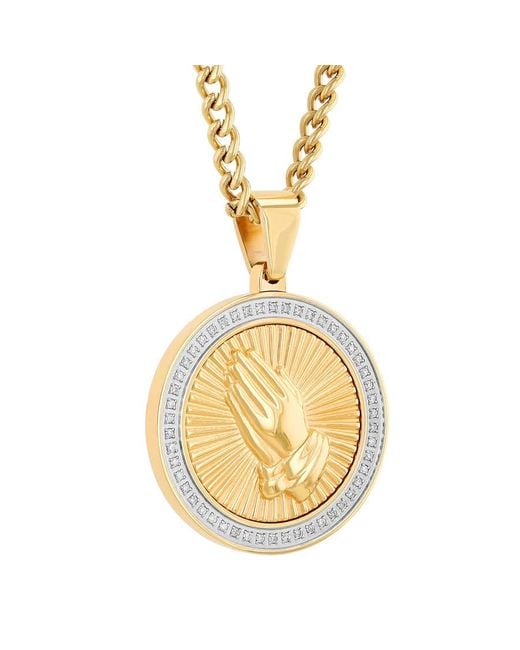 Robert Alton Metallic 1/4Ctw Diamond Stainless Steel With Finish Medallion Pendant for men