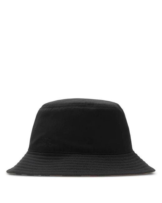 Burberry Black Check Reversible Bucket Hat for men