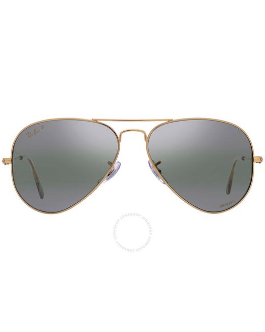 Ray-Ban Gray Aviator Chromance Gradient Dark Green Mirrored Sunglasses