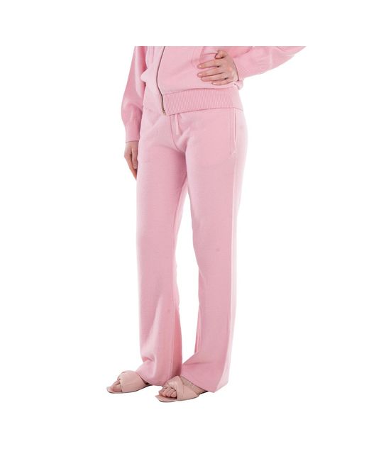 Versace Pink Ribbed-Knit Flared Trousers, Brand Size 40 (Us Size 4)