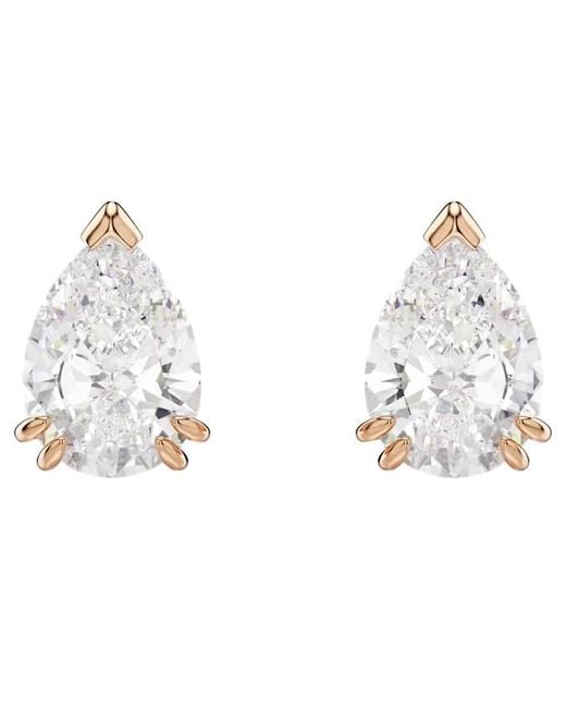 Swarovski Metallic Stilla Pear Cut Rose-Tone Plated Stud Earrings