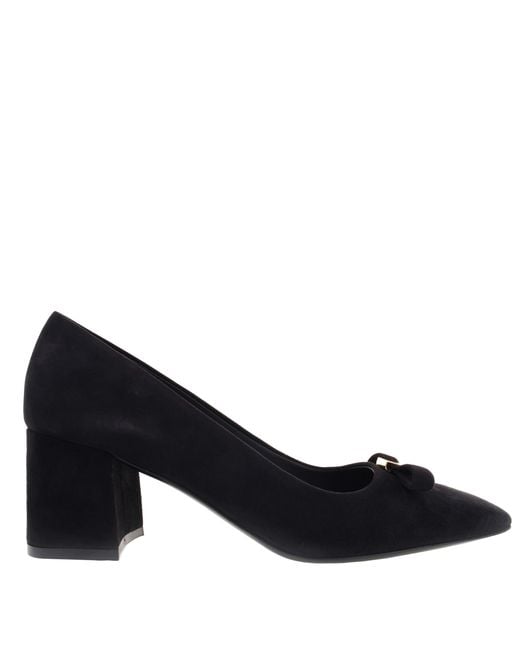 Ferragamo Blue Ferragamo Myra Bow Block Heel Pumps, Size 7 C