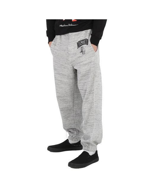 Moschino Gray College Logo Print Sweatpants for men
