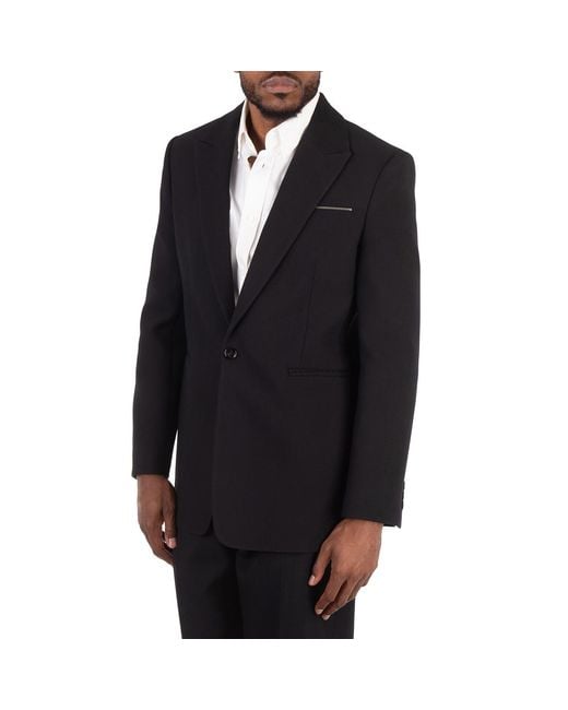 Burberry Black Single-Breasted Wool Tailored Jacket, Brand Size 50 Us for men
