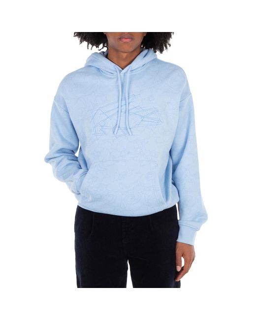 Lacoste Blue Relaxed Fit Floral Print Cotton Hoodie for men