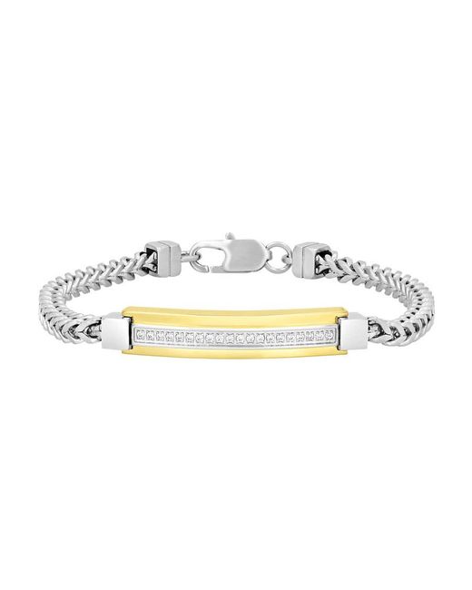 Robert Alton Metallic 1/5Ctw Diamond Stainless Steel & Finish Id Bracelet for men