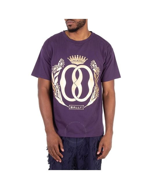 Bally Purple Emblem Print Short Sleeve Graphic T-Shirt for men