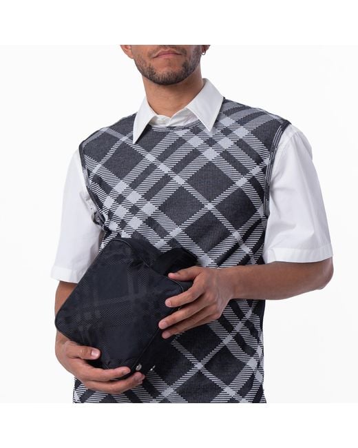 Burberry Black Check Jacquard Travel Pouch for men