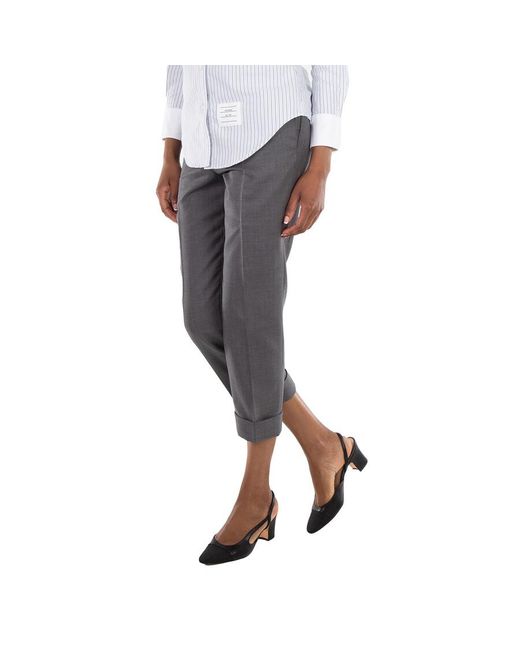 Thom Browne Blue Low Rise Side Tab Slim Trousers, Brand Size 38 (Us