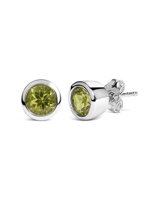 Haus of Brilliance Green 925 Sterling 6Mm Bezel Set Created Peridot Solitaire Stud Earrings