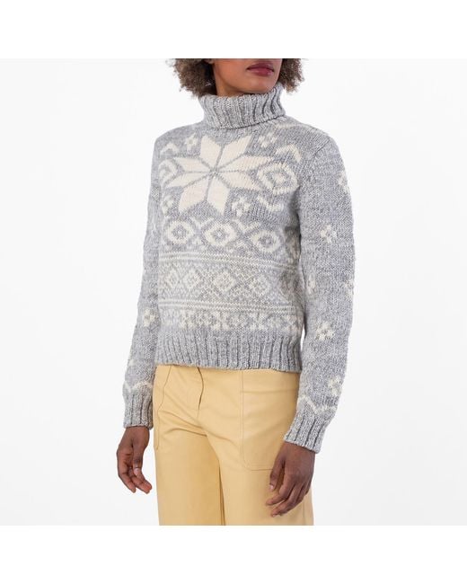 Polo Ralph Lauren Gray Snowflake Intarsia Turtleneck Jumper for men