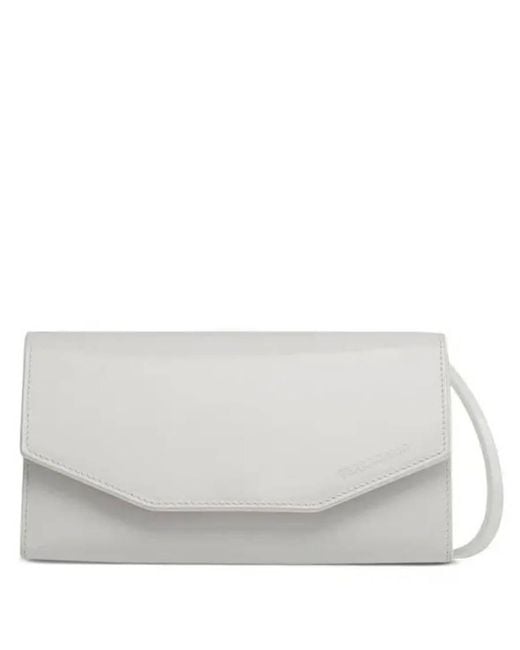 Ferragamo Gray Geometric Leather Mini Clutch for men