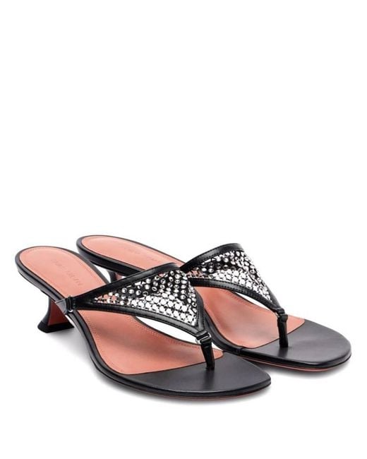 AMINA MUADDI Brown Cameron Crystal Thong Sandals