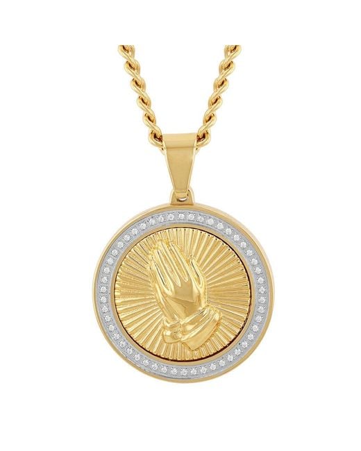 Robert Alton Metallic 1/4Ctw Diamond Stainless Steel With Finish Medallion Pendant for men