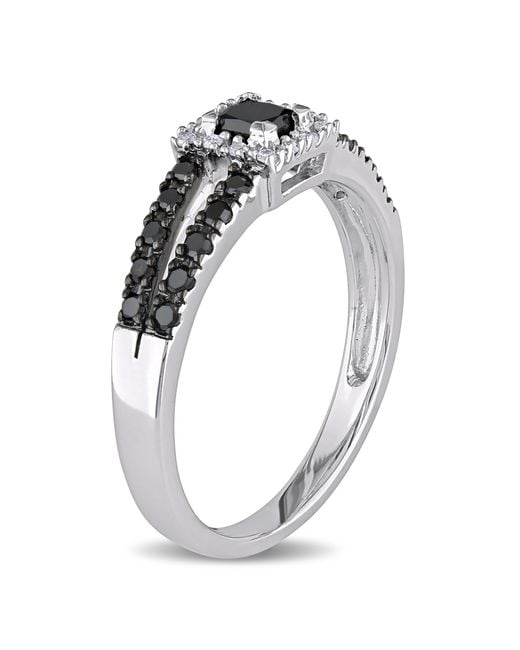 Amour Metallic 1/2 Ct Tw And Princess Cut Halo Diamond Engagement Ring for men