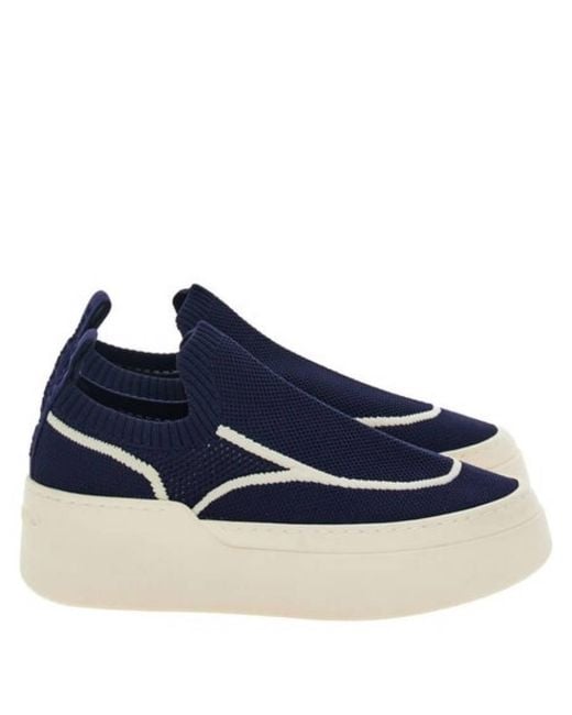Ferragamo Blue Diana Technical Knit Slip-On Platform Sneakers