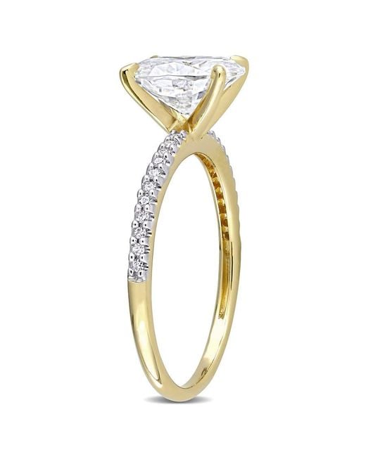 Amour Metallic 2 Ct Dew Created Moissanite And 1/10 Ct Tw Diamond Oval Solitaire Engagement Ring for men