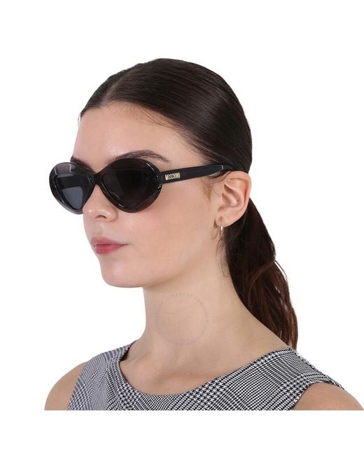 Moschino Black Mchino Dark Grey Irregular Sunglasses M076/s 0kb7/ir 55