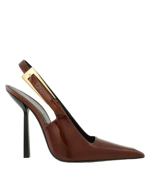 Saint Laurent Brown Patent Leather Lee Slingback Pumps, Brand Size 40 Us
